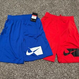 Nike Boys Athletic Shorts - Blue and Red with Logo